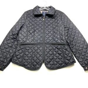 Thre3 Quilted Jacket Women's XL Black Polyester Long Sleeve Full Zip Lightweight